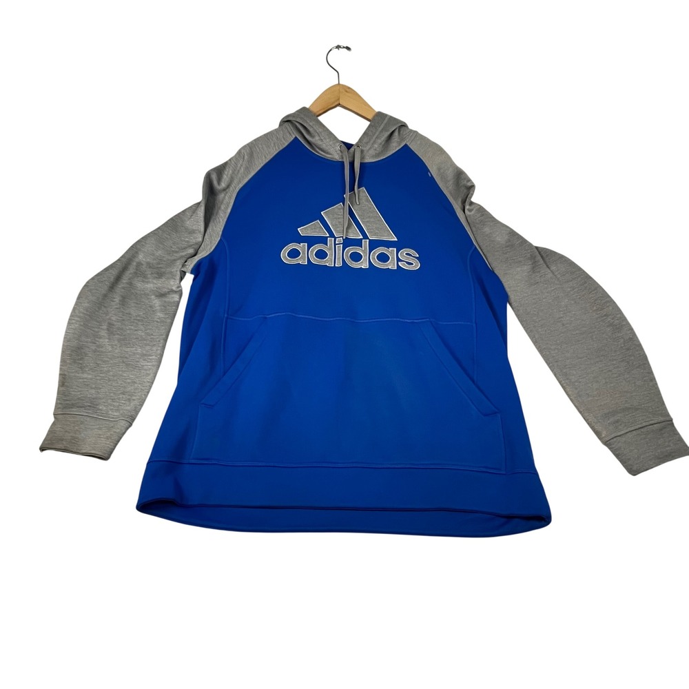 Adidas Climawarm Hoodie Mens XL Blue Gray Colorblock Pullover Sweatshirt